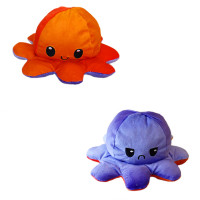 Jucarie reversibila din plus Octopus Doll, Oktane, caracatita cu 2 fete pentru reprezentarea sentimentelor, 20x20cm